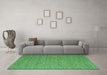 Machine Washable Abstract Emerald Green Contemporary Area Rugs in a Living Room,, wshcon2725emgrn