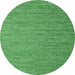 Round Machine Washable Abstract Emerald Green Contemporary Area Rugs, wshcon2725emgrn