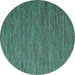 Round Abstract Turquoise Contemporary Rug, con2726turq