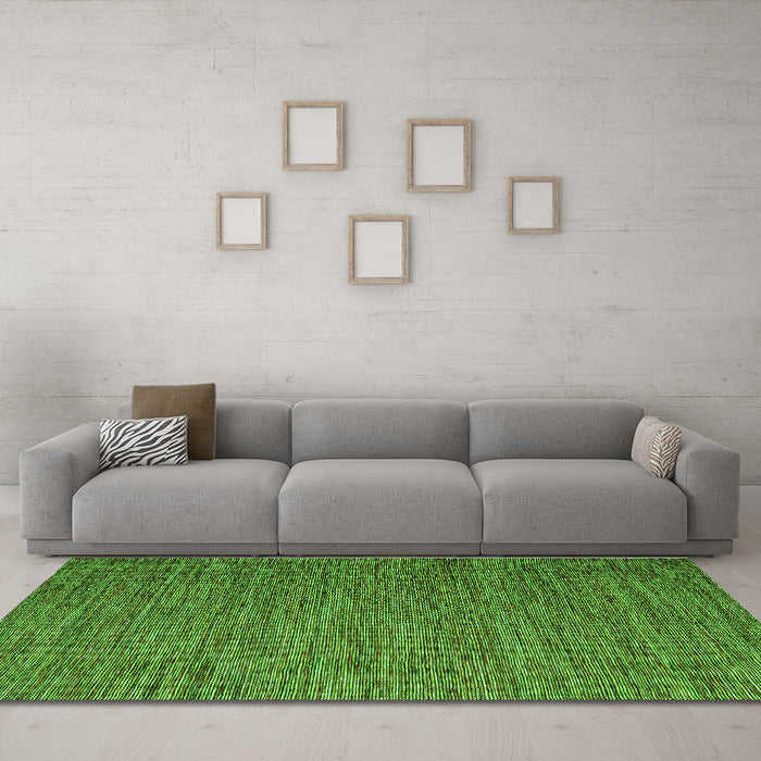 Machine Washable Abstract Green Contemporary Area Rugs in a Living Room,, wshcon2726grn