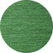 Round Machine Washable Abstract Emerald Green Contemporary Area Rugs, wshcon2726emgrn