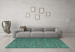 Machine Washable Abstract Turquoise Contemporary Area Rugs in a Living Room,, wshcon2726turq