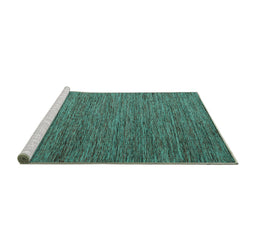 Sideview of Machine Washable Abstract Turquoise Contemporary Area Rugs, wshcon2726turq