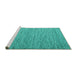 Sideview of Machine Washable Abstract Turquoise Contemporary Area Rugs, wshcon2727turq