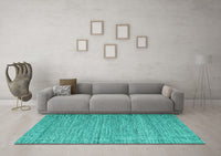 Machine Washable Abstract Turquoise Contemporary Rug, wshcon2727turq