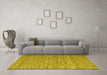 Machine Washable Abstract Yellow Contemporary Rug in a Living Room, wshcon2727yw