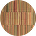 Round Southwestern Brown Country Rug, con2728brn