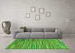 Machine Washable Southwestern Green Country Area Rugs in a Living Room,, wshcon2728grn