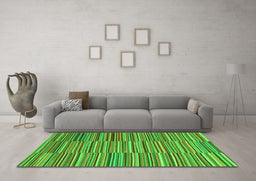 Machine Washable Southwestern Green Country Area Rugs in a Living Room,, wshcon2728grn