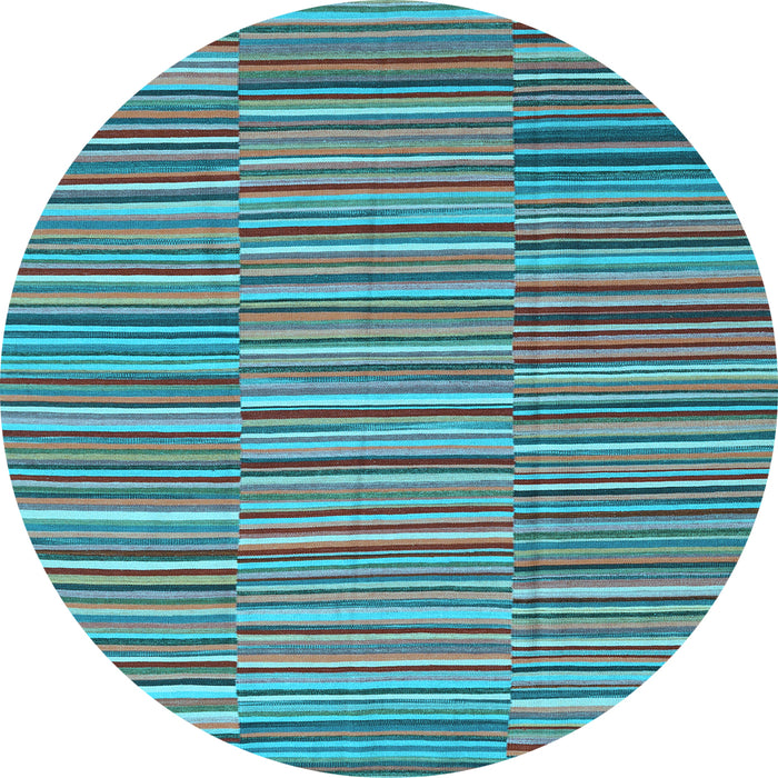 Round Machine Washable Southwestern Light Blue Country Rug, wshcon2728lblu