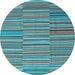 Round Machine Washable Southwestern Light Blue Country Rug, wshcon2728lblu