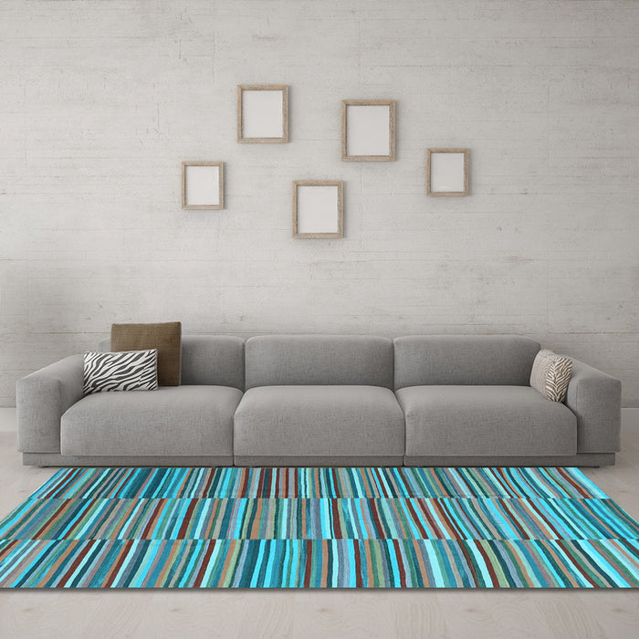 Machine Washable Southwestern Light Blue Country Rug in a Living Room, wshcon2728lblu