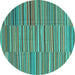 Round Southwestern Turquoise Country Rug, con2728turq