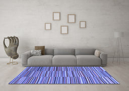 Machine Washable Southwestern Blue Country Rug in a Living Room, wshcon2728blu