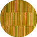 Round Southwestern Yellow Country Rug, con2728yw