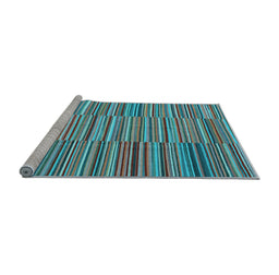 Sideview of Machine Washable Southwestern Light Blue Country Rug, wshcon2728lblu