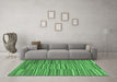 Machine Washable Southwestern Emerald Green Country Area Rugs in a Living Room,, wshcon2728emgrn