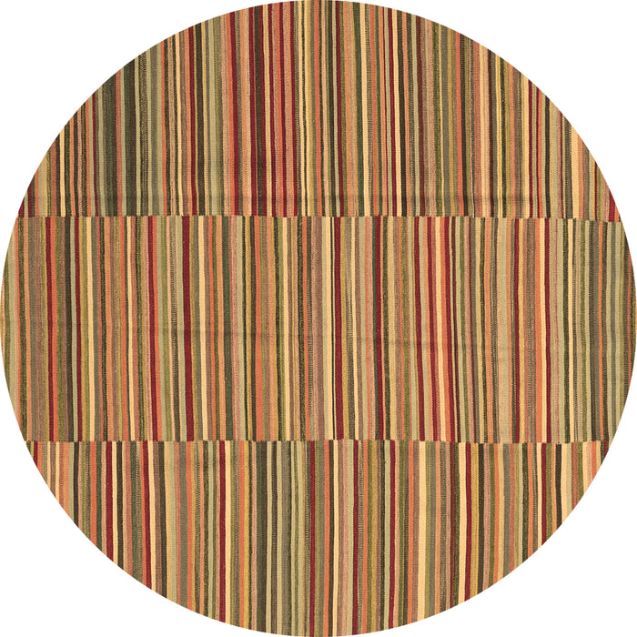 Round Machine Washable Southwestern Brown Country Rug, wshcon2728brn