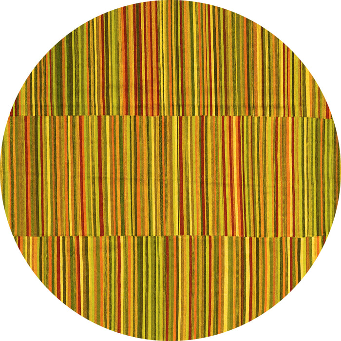 Round Machine Washable Southwestern Yellow Country Rug, wshcon2728yw
