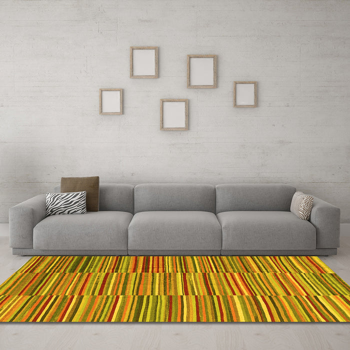 Machine Washable Southwestern Yellow Country Rug in a Living Room, wshcon2728yw