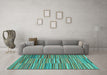 Machine Washable Southwestern Turquoise Country Area Rugs in a Living Room,, wshcon2728turq