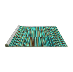 Sideview of Machine Washable Southwestern Turquoise Country Area Rugs, wshcon2728turq