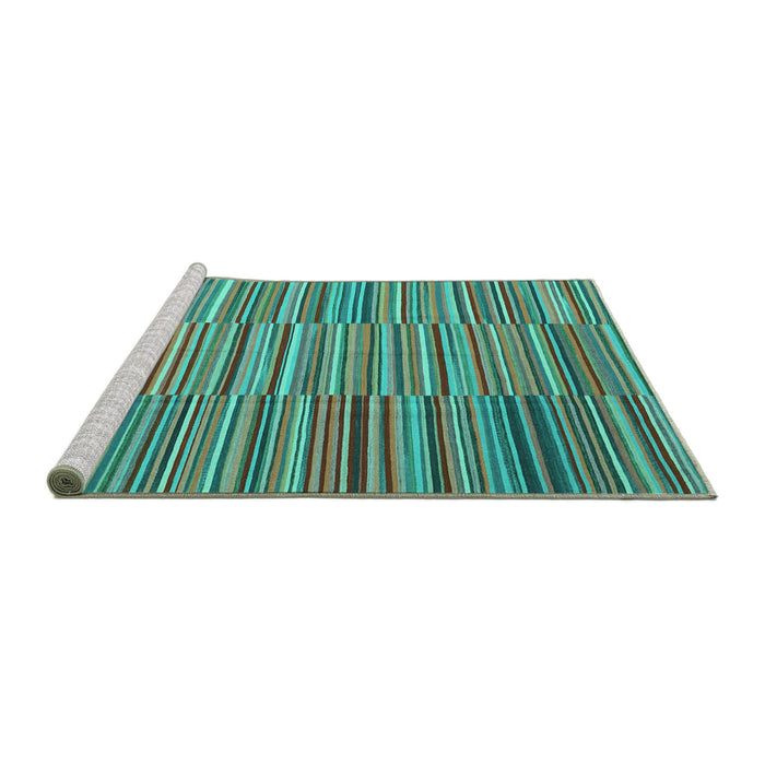 Sideview of Machine Washable Southwestern Turquoise Country Area Rugs, wshcon2728turq