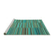 Sideview of Machine Washable Southwestern Turquoise Country Area Rugs, wshcon2728turq