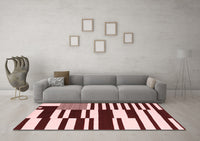 Machine Washable Abstract Red Contemporary Rug, wshcon2729red