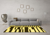 Machine Washable Abstract Yellow Contemporary Rug, wshcon2729yw