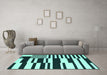 Machine Washable Abstract Turquoise Contemporary Area Rugs in a Living Room,, wshcon2729turq