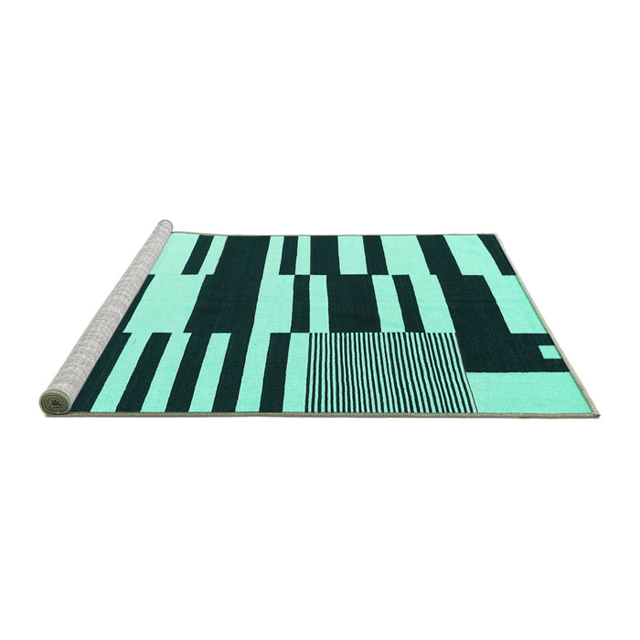 Sideview of Machine Washable Abstract Turquoise Contemporary Area Rugs, wshcon2729turq