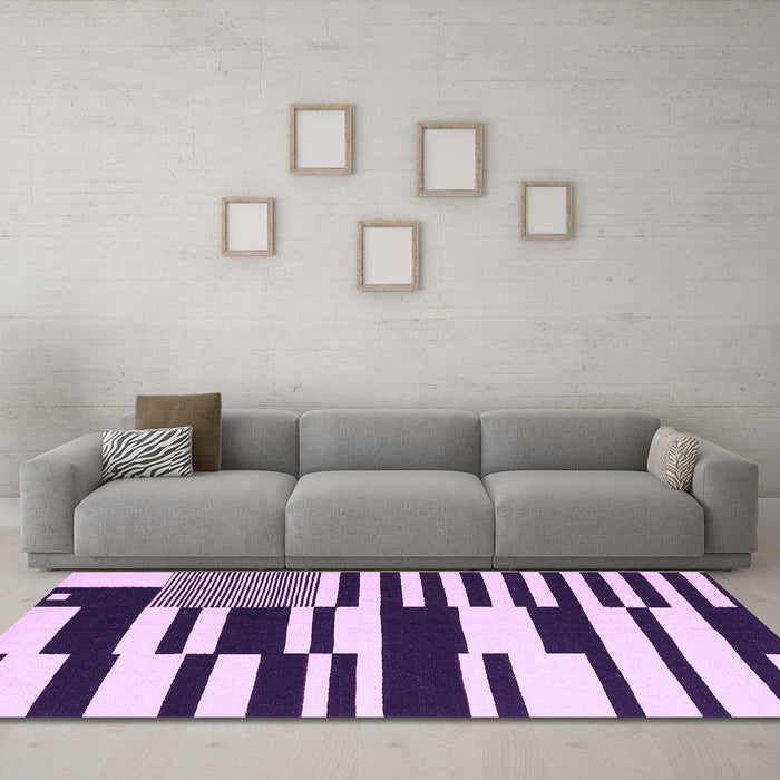 Machine Washable Abstract Purple Contemporary Area Rugs in a Living Room, wshcon2729pur