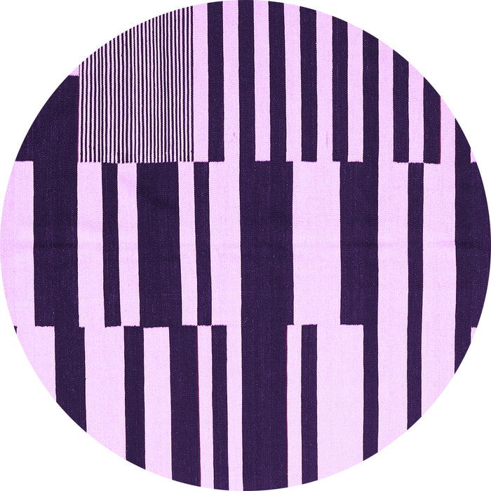 Round Machine Washable Abstract Purple Contemporary Area Rugs, wshcon2729pur