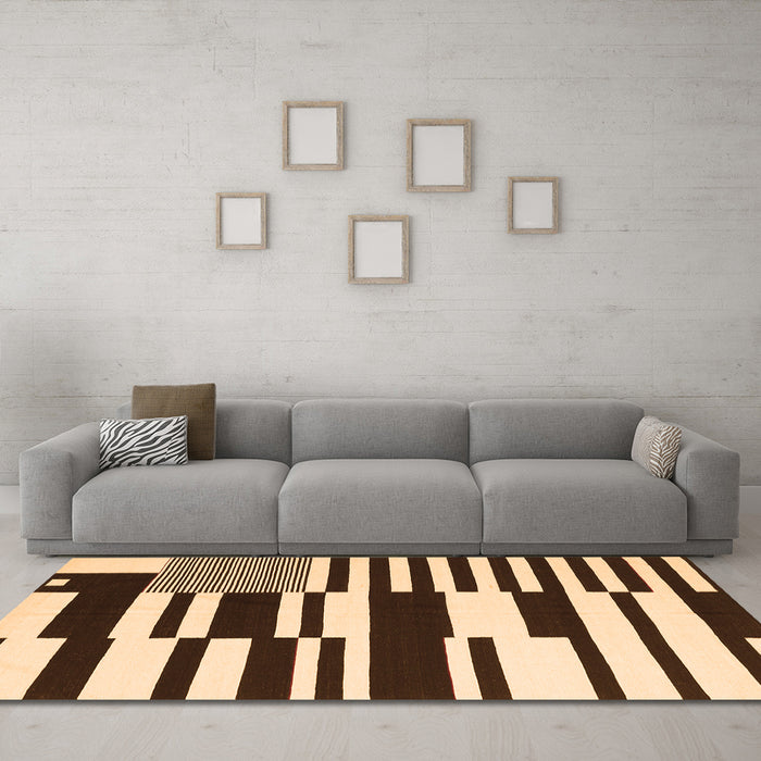 Machine Washable Abstract Orange Contemporary Area Rugs in a Living Room, wshcon2729org