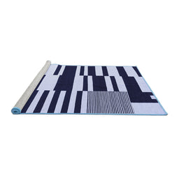 Sideview of Machine Washable Abstract Blue Contemporary Rug, wshcon2729blu