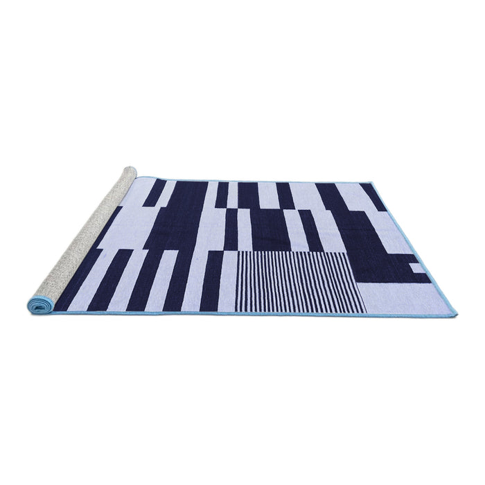 Sideview of Machine Washable Abstract Blue Contemporary Rug, wshcon2729blu