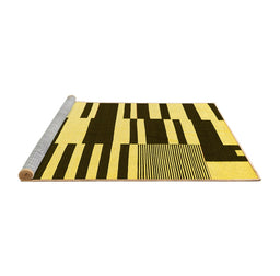 Sideview of Machine Washable Abstract Yellow Contemporary Rug, wshcon2729yw