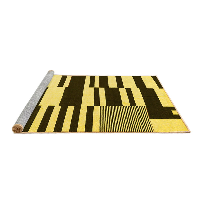 Sideview of Machine Washable Abstract Yellow Contemporary Rug, wshcon2729yw