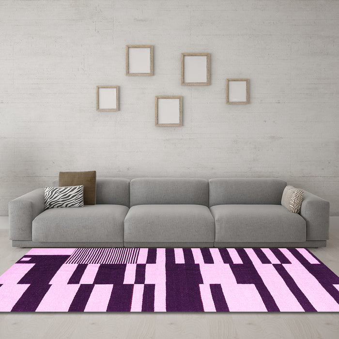 Machine Washable Abstract Pink Contemporary Rug in a Living Room, wshcon2729pnk