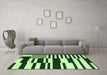 Machine Washable Abstract Green Contemporary Area Rugs in a Living Room,, wshcon2729grn