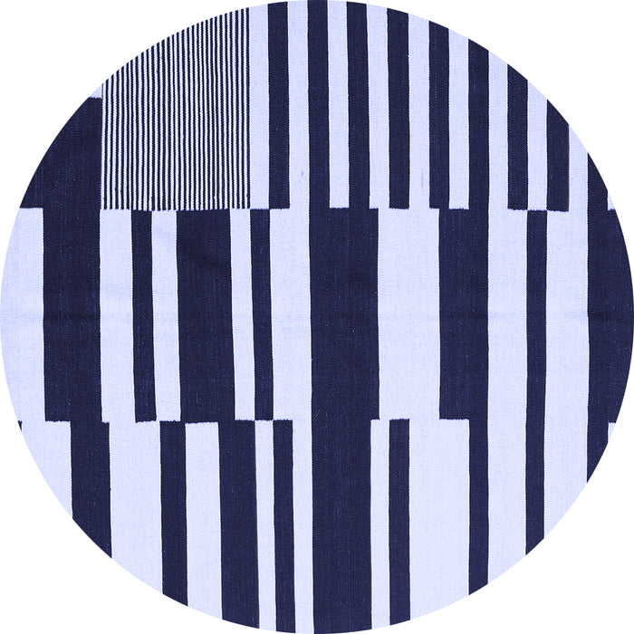 Round Machine Washable Abstract Blue Contemporary Rug, wshcon2729blu