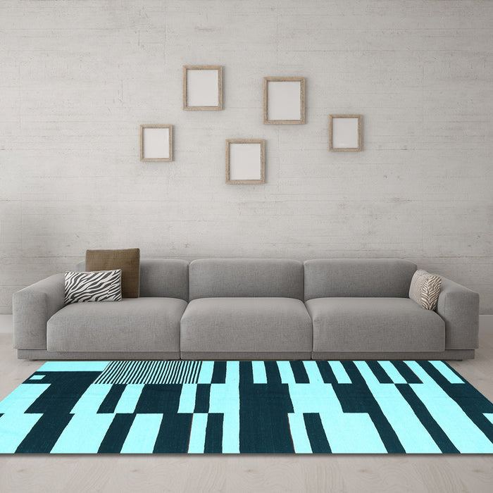 Machine Washable Abstract Light Blue Contemporary Rug in a Living Room, wshcon2729lblu