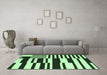Machine Washable Abstract Emerald Green Contemporary Area Rugs in a Living Room,, wshcon2729emgrn