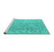 Sideview of Machine Washable Abstract Turquoise Contemporary Area Rugs, wshcon2730turq