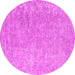 Round Machine Washable Abstract Pink Contemporary Rug, wshcon2730pnk