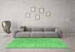 Machine Washable Abstract Emerald Green Contemporary Area Rugs in a Living Room,, wshcon2730emgrn