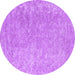 Round Abstract Purple Contemporary Rug, con2730pur