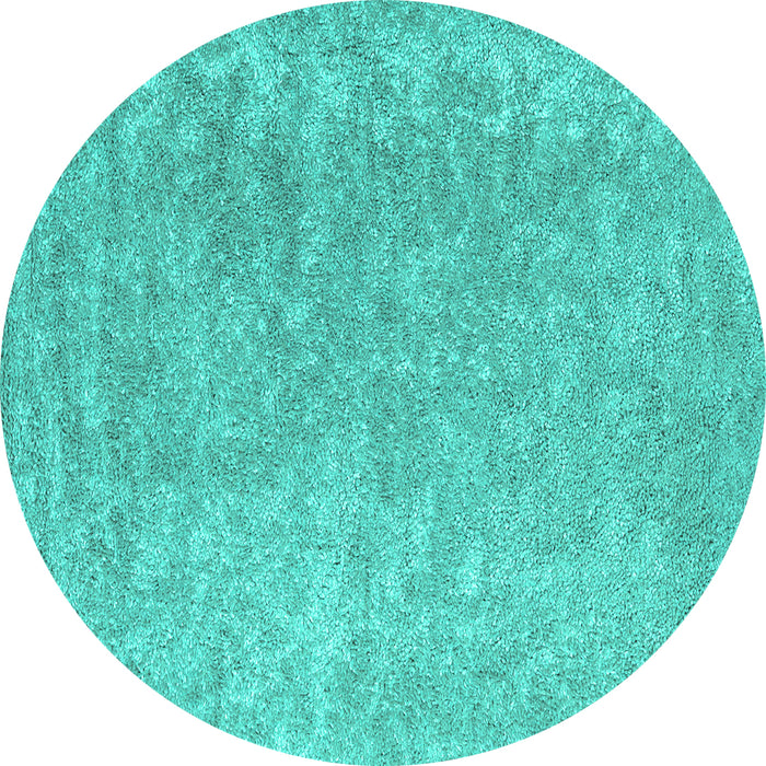 Round Abstract Turquoise Contemporary Rug, con2730turq