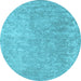 Round Abstract Light Blue Contemporary Rug, con2730lblu